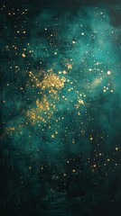 Aufkleber - Vibrant teal background illuminated by golden sparkles create a celestial atmosphere