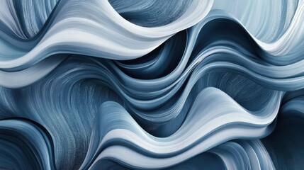 Poster - Smooth pastel gray and blue strokes create a calming abstract pattern resembling flowing waves and gentle movement