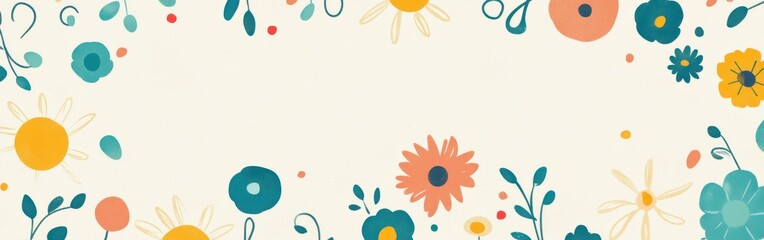 Poster - Spring vibes come alive with a playful turquoise floral composition featuring bright hues and intricate designs