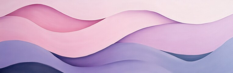 Aufkleber - Pastel lavender and pink arcs create a serene abstract landscape with gentle waves and overlapping shapes