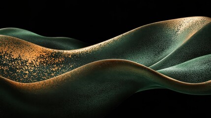 Poster - Organic liquid textures in earthy forest green tones with shimmering accents create a harmonious visual experience