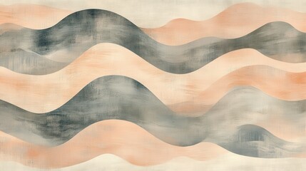 Aufkleber - Elegant overlapping pencil strokes create a soft wave pattern in pastel tones on a textured background for a modern art piece