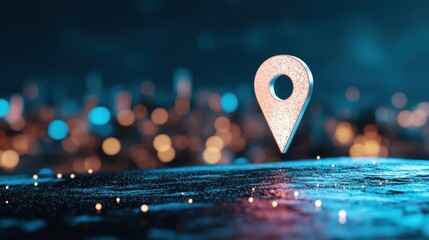 Poster - Location 3D Location Pin A 3D location pin emerging from a digital map interface, futuristic look.