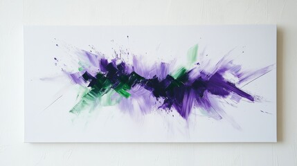 Poster - Vibrant abstract canvas artwork with dynamic splashes of purple and green colors creating a bold visual expression