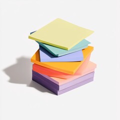 Poster - Colorful sticky notes stacked in various shades on a white background for organization and creativity