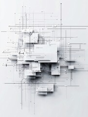 Poster - wireframe of a website layout with focus on user navigation paths, intuitive design concept, seamles