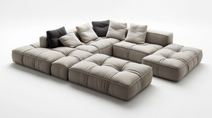 Poster - Living area featuring a comfortable modular sectional sofa with plush cushions in a modern design
