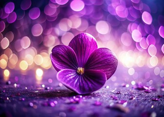 Wall Mural - Purple Heart Flower Macro Bokeh Photography - Soft Focus Floral Image