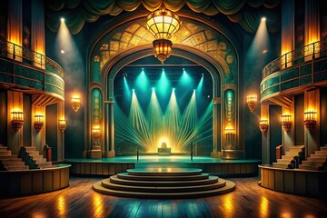 Wall Mural - surreal spotlight stage: twentieth century film noir glamour