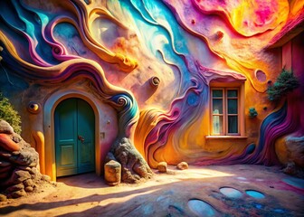 Wall Mural - surreal stucco texture: abstract whimsical wall background