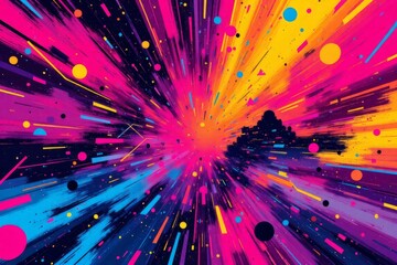 Fototapete - An abstract explosion featuring dynamic lines and vibrant colors radiates outwards