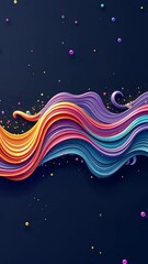 Aufkleber - A colorful wave with many different colors. The colors are orange, blue, green, and purple