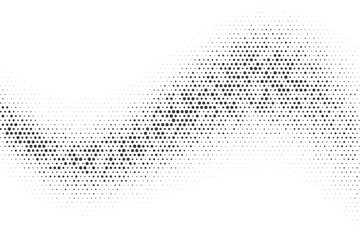 Poster - Dotted vector wave. Abstract comic halftone gradient on white background. Textured grunge retro pixel print with raster circle points effect. Noisy grunge fade.