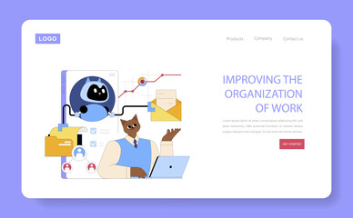 Poster - ai assistant for work. flat vector illustration