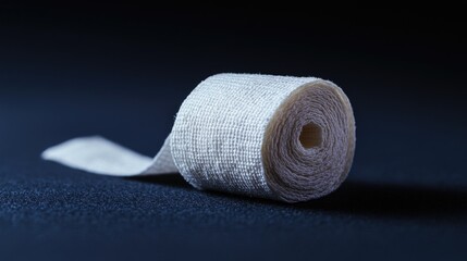 Poster - A simple and clean scene with a roll of white cloth placed on top of a table, ready for use