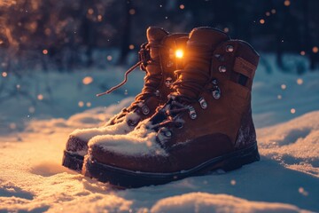 Poster - A pair of boots sitting in the snow