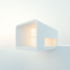 Wall Mural - Modern minimalistic architecture with a sleek design and soft illumination exuding tranquility and simplicity