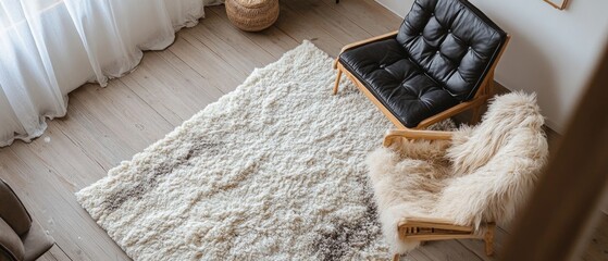 Poster - A cozy living room setting with a chair and a rug