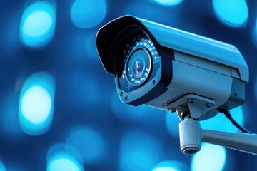 Poster - A close-up view of a camera mounted on a pole, useful for outdoor or security applications