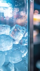 Poster - A glass filled with ice sits on top of a counter