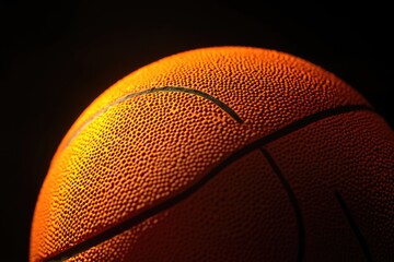 Poster - Close-up shot of a basketball on a black background, perfect for sports or design use