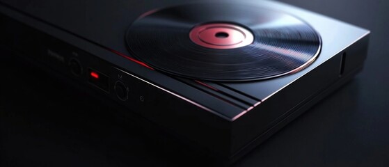 Aufkleber - A vinyl record player sitting on top of a compact disc player