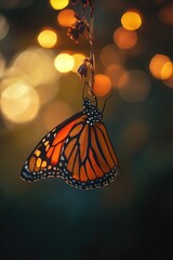 Poster - A close-up shot of a colorful butterfly resting on a branch, waiting for its next move