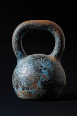 Poster - A blue kettle sits on top of a black surface, awaiting use