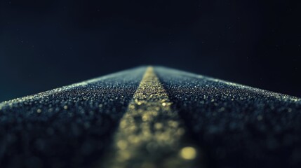 Poster - A road with a bright yellow line dividing the two lanes