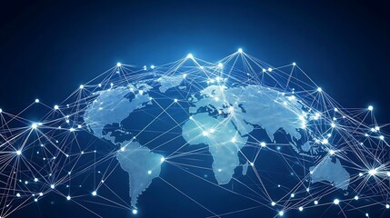 Digital world globe centered on Asia and Middle East, concept of global network and connectivity on Earth, data transfer and cyber technology, information exchange and internation