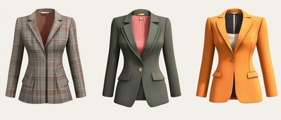 Poster - Three colorful women's jackets on a clean white background, great for fashion or lifestyle images