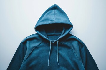 Poster - Simple blue hoodie against a clean white background, great for fashion or minimalist designs