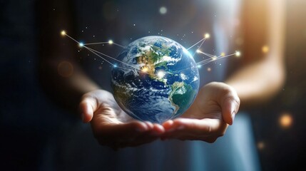 Aufkleber - A person holding a small earth in their hands, a symbol of our planet and its significance