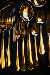 Poster - A collection of silverware sits atop a table, ready for use