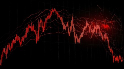 Wall Mural - Stock market graph displaying both rising and falling share prices, offering a comprehensive view of market fluctuations and trading opportunities.
