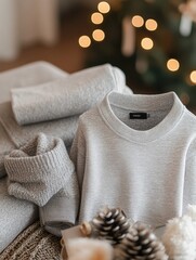 Poster - A stack of colorful sweaters displayed on a table, possibly for sale or display