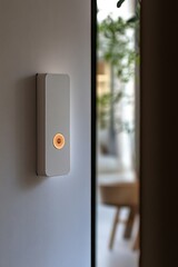 Poster - A door with a button and a chair in the background, ideal for use in interior design or home decor contexts