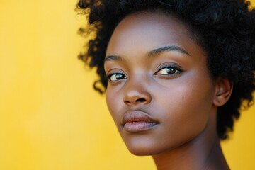 Poster - A close-up shot of a person against a bright yellow background