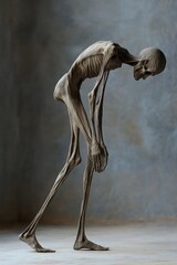 Poster - A detailed sculpture of a human figure with a skull on its head, perfect for decorative or symbolic use