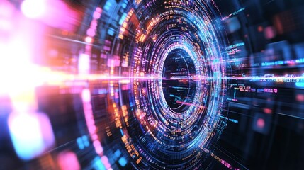 Fototapete - Dynamic visual representation of advanced technology in vibrant colors and intricate patterns