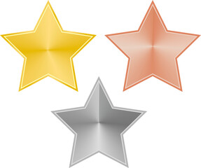 Fototapete - set of golden stars medal silver and bronze