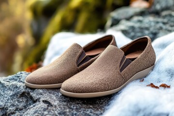Poster - A pair of shoes sits atop a rocky surface