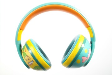 Aufkleber - A close-up view of a pair of headphones, ideal for use in product photography or as a design element