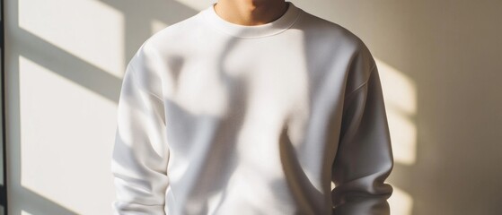 Aufkleber - A person stands in front of a window wearing a white sweatshirt, possibly thinking or looking out