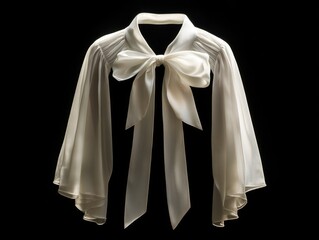 Poster - A mannequin dressed in a white blouse with a bow, great for fashion or retail displays