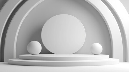 Aufkleber - Soft curves and geometric shapes form a striking backdrop, creating a tranquil setting for artistic showcases. The simplicity invites creativity and focus, enhancing the experience