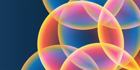 Poster - Abstract Background, Header or Banner Design with Large Red, Orange, Yellow and Blue Overlaying Globes, Bubbles Pattern - Multi Purpose Creative Wide Scale Template for Web in Editable Vector Format