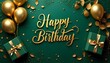 © mac - green textured happy birthday decorations background and card template