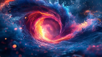 a chaotic fusion of neon paint splashes forming a glowing vortex