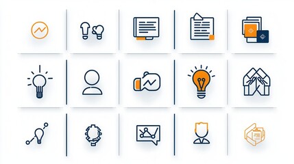 Poster - An outline icon illustrating the concept of business partnership and teamwork strategy and innovation for organizational growth and success